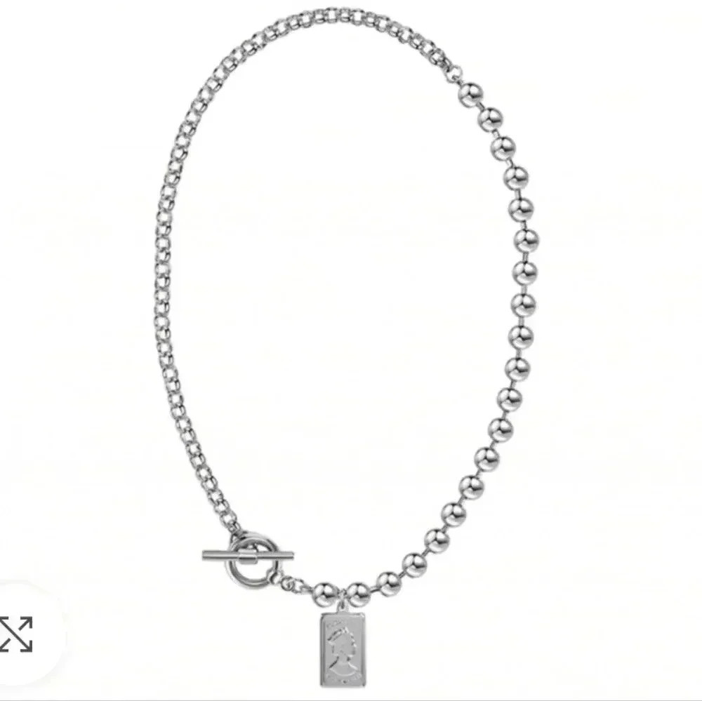 ABYB Isle Of Men 1990 Pendant Toggle Necklace Silver Tone
